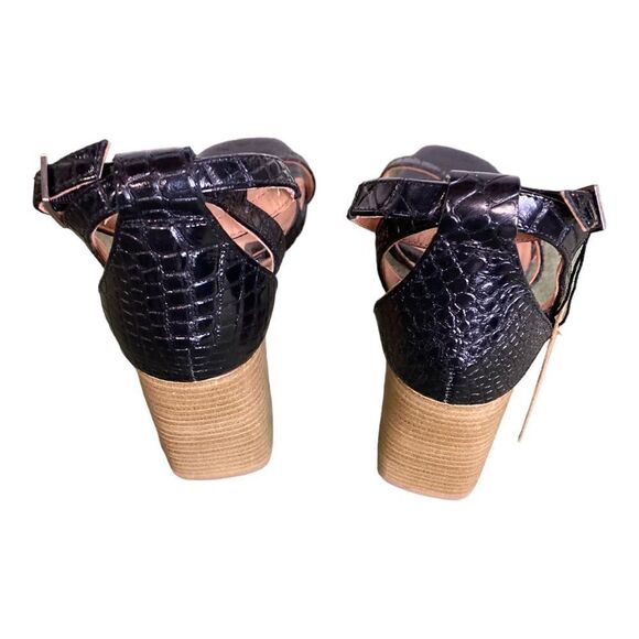 #90 CREVO Kaitlyn 80Snakeskin Black Chunky Heel Sandals - Picture 5 of 11